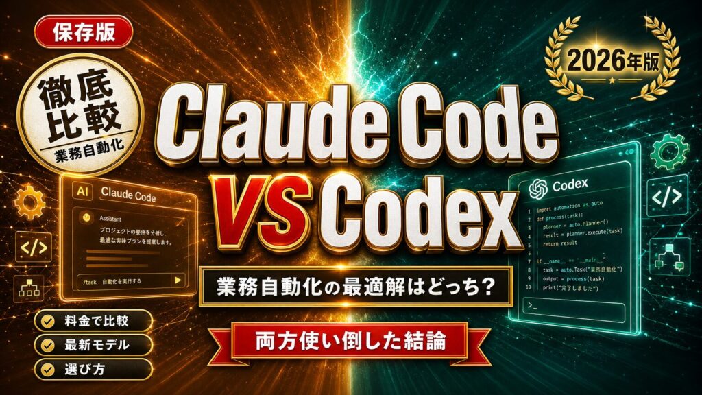 【2026年最新】Claude Code vs Codex 徹底比較｜業務自動化の最適解と選び方