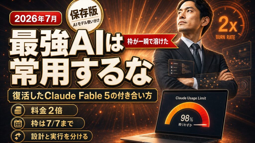 復活したClaude Fable 5に「大掃除」を頼んだら、5時間ぶんの枠が一瞬で溶けた話【2026年7月版】