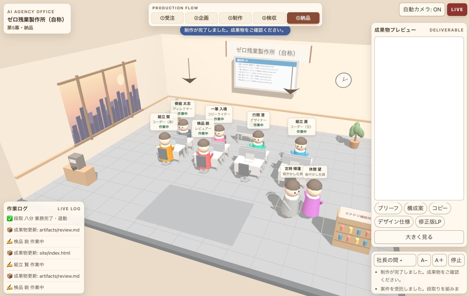 AI制作会社の納品画面