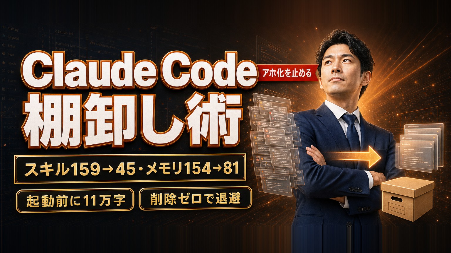 【Fable 5.1初日】Claude Codeの"アホ化"を止める棚卸し術|スキル159→45・メモリ154→81、AIが毎回読んでいた11万字の正体