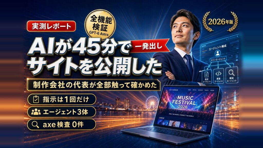 AIが45分でウェブサイトを公開した日｜GPT-6 Astraに架空フェスの公式サイトを作らせて、制作会社の代表が全機能を検証してみた