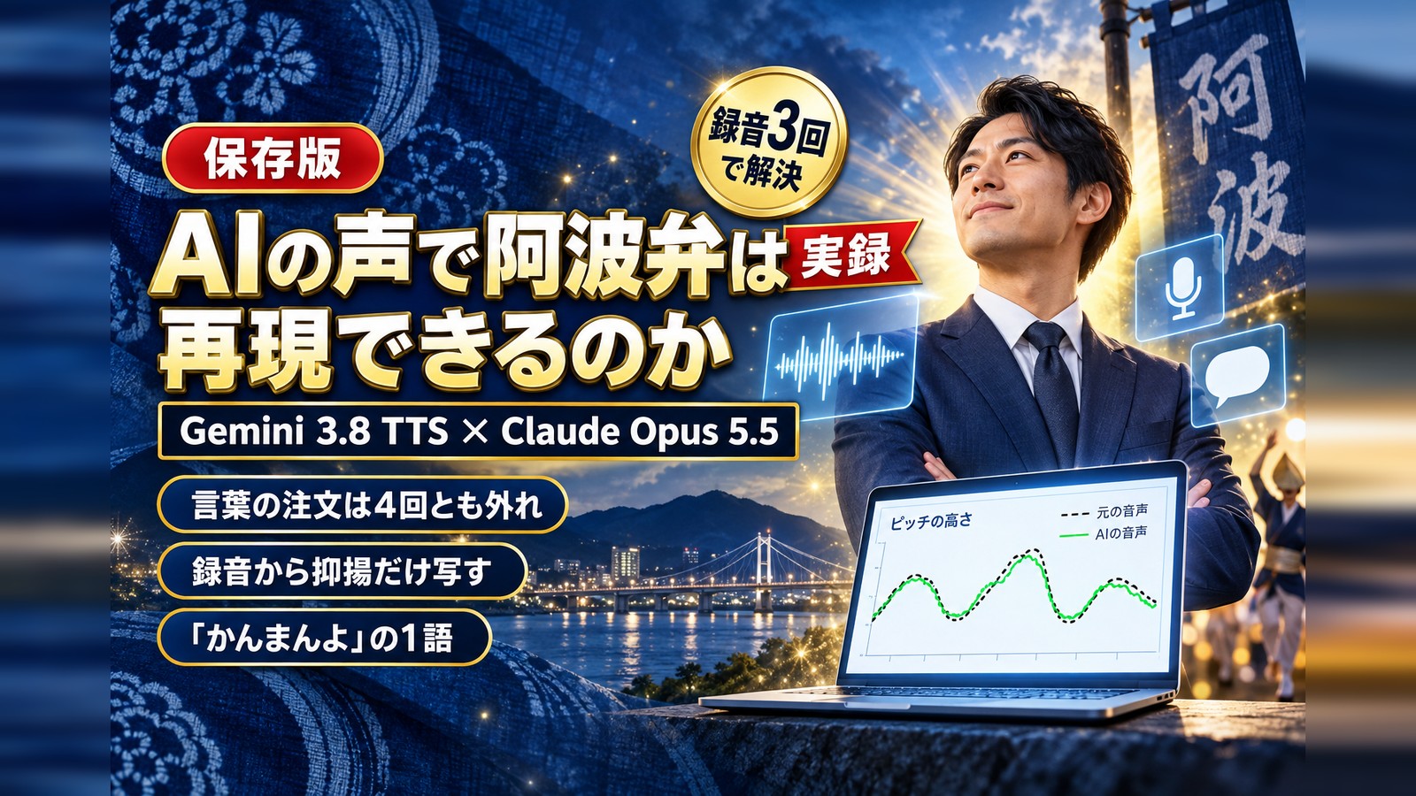 AIのナレーションで阿波弁の「かんまんよ」は再現できるのか｜Gemini 3.8 TTSに4回注文しても直らなかった抑揚を、私の録音3回で直した記録