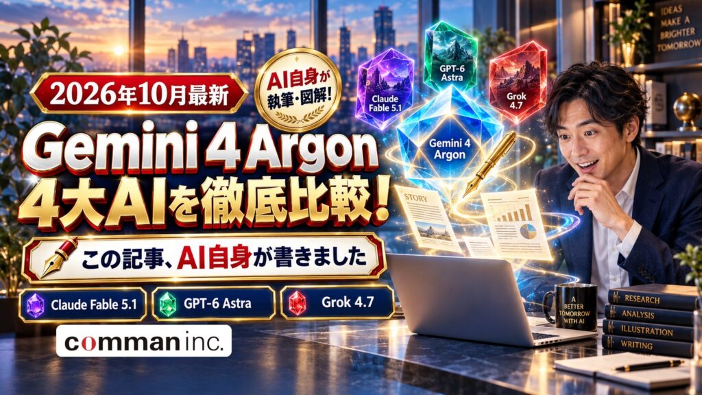 Gemini 4 Argonとは？4大AI比較と「AI自身がこの記事を書いた」実録【2026年10月】